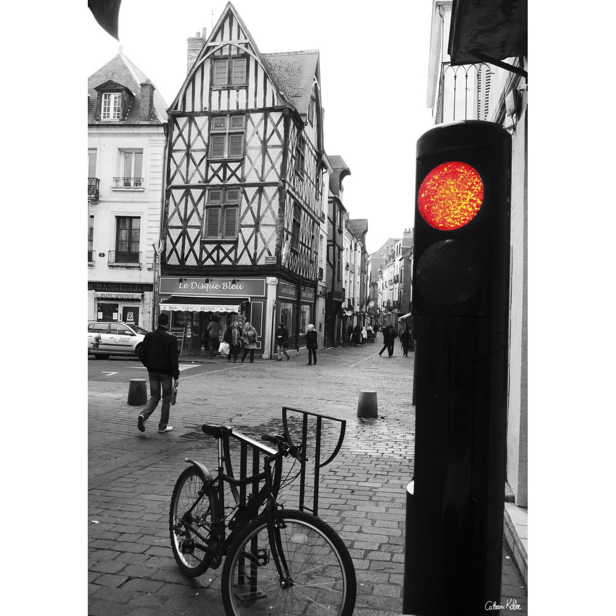 Tableau mural rue grand marché Tours noir et blanc