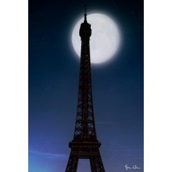 Tableau mural lune et Tour Eiffel