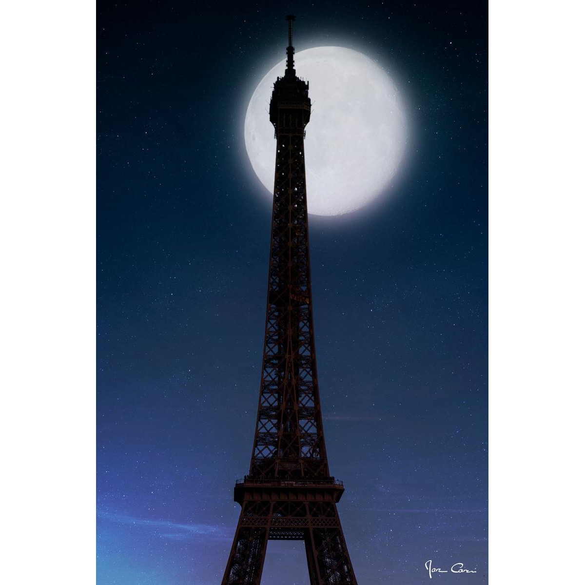 Tableau mural lune et Tour Eiffel Tableau mural lune et Tour Eiffel