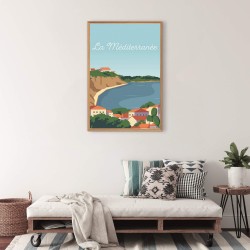 Tableau mural encadré la méditerranée 65x97 cm ambiance