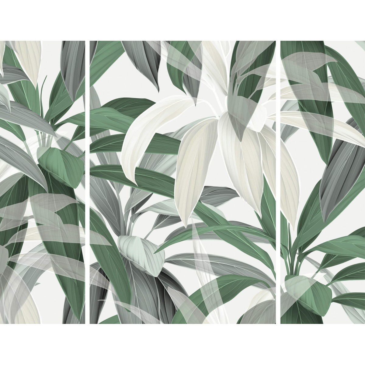 Triptyque sur toile plantes vertes 125x97 cm