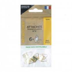 Lot de 6 attaches triangulaires 12 mm pour 3 Kg face