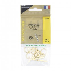 Lot de 6 anneaux + lacets 15 mm pour 1 Kg