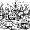 Tableau sur toile à colorier village 30x30 cm