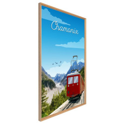 Tableau mural encadré train du Montenvers Chamonix 65x97 cm biais