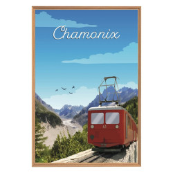 Tableau mural encadré train du Montenvers Chamonix 65x97 cm face