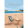 Tableau sur toile illustration plage de Marseille