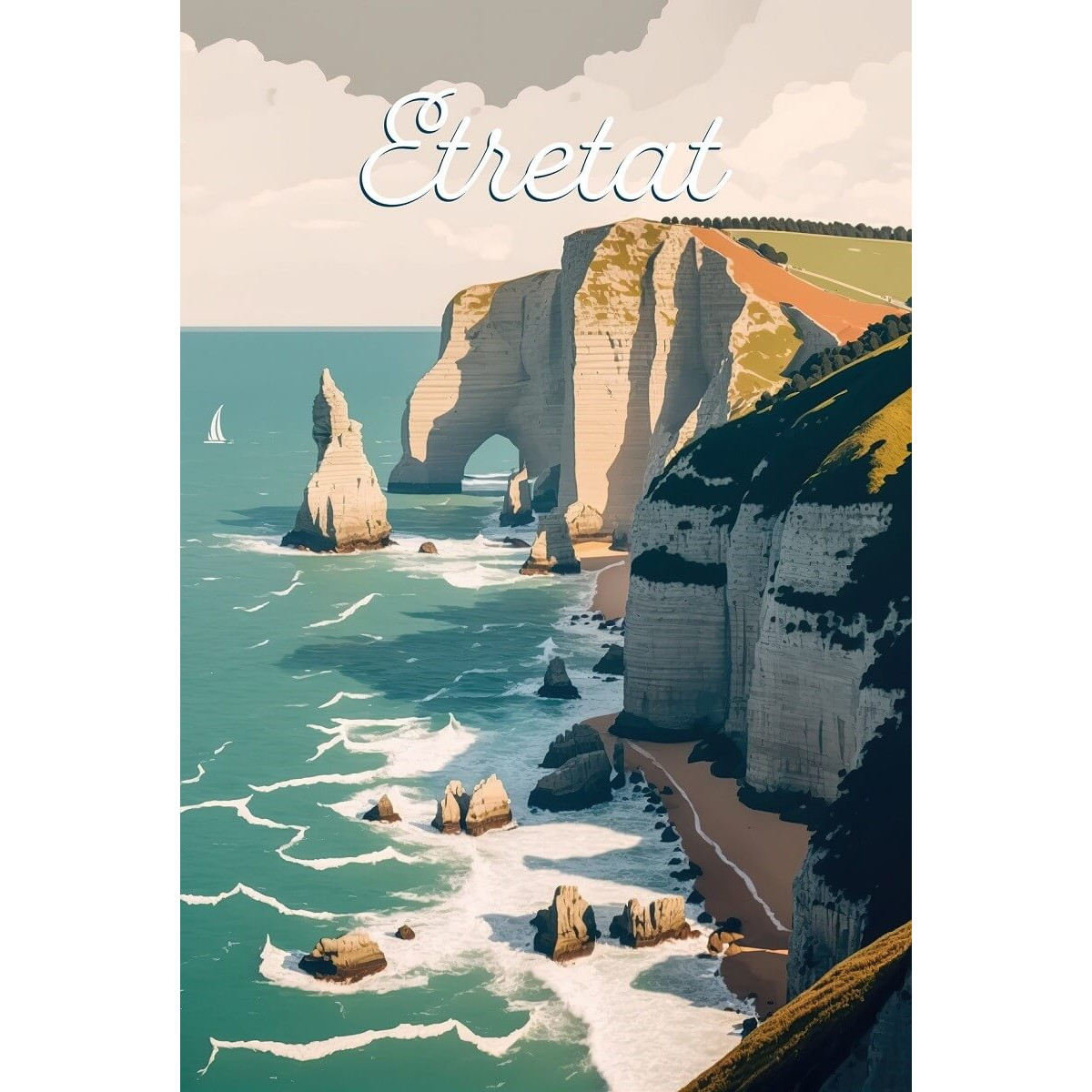 Tableau mural illustration falaise Etretat