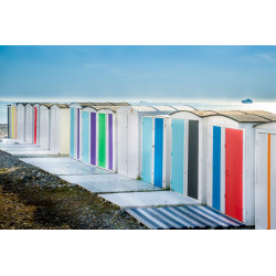 Tableau sur toile cabines colorées du Havre 65x97 cm