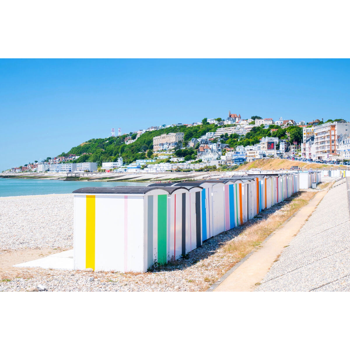 Tableau sur toile cabines de plage du Havre 65x97 cm