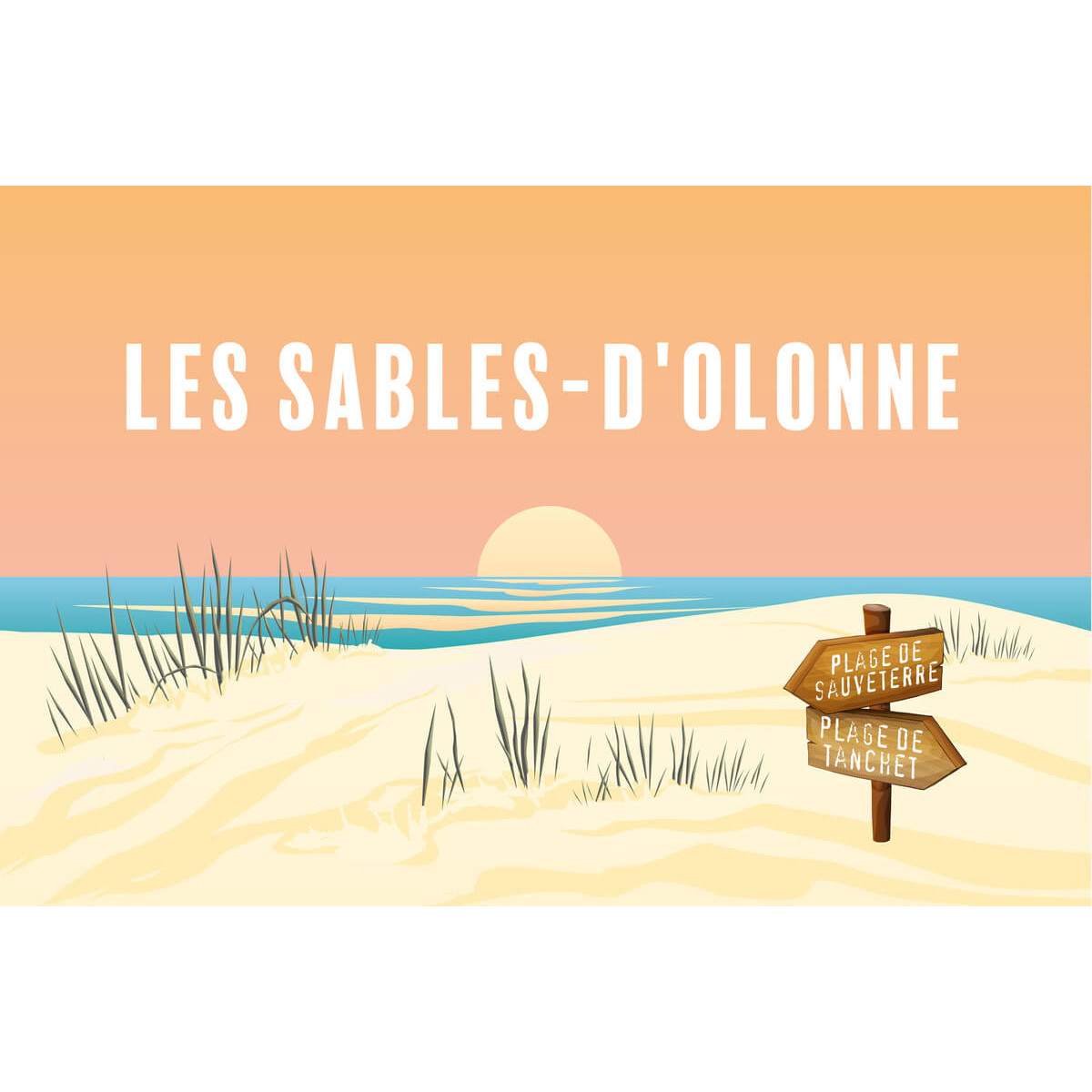 Tableau sur toile illustration crépuscule sur les sables-d'Olonne 45x65 cm Tableau sur toile illustration crépuscule sur les sables-d'Olonne 45x65 cm