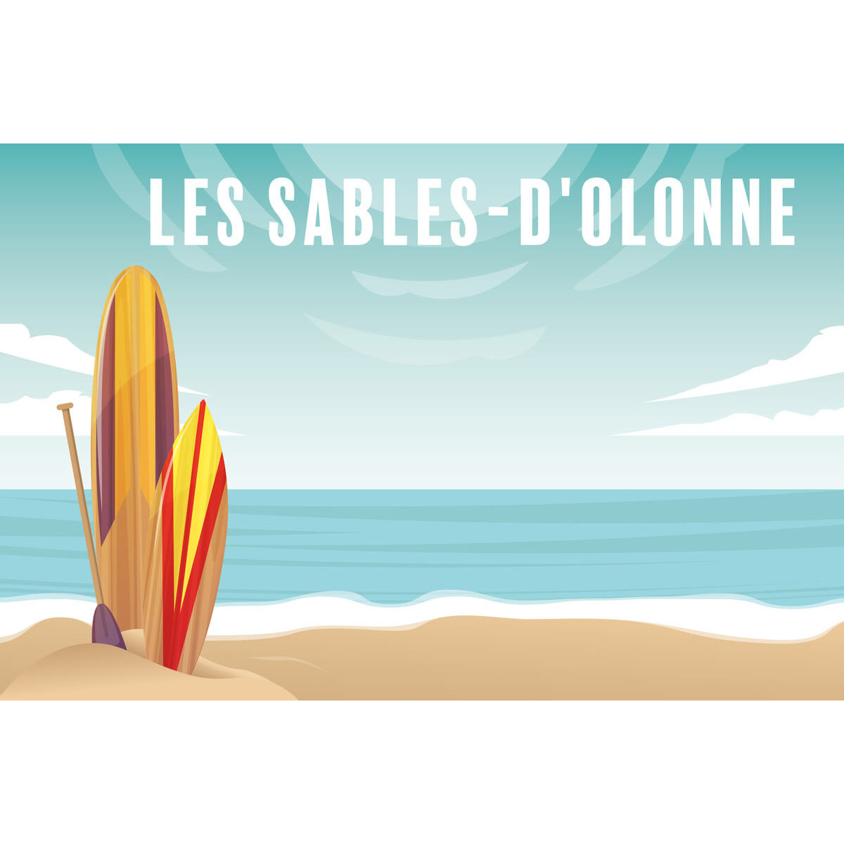 Tableau sur toile illustration surfs Sables-d'Olonne 45x65 cm Tableau sur toile illustration surfs Sables-d'Olonne 45x65 cm