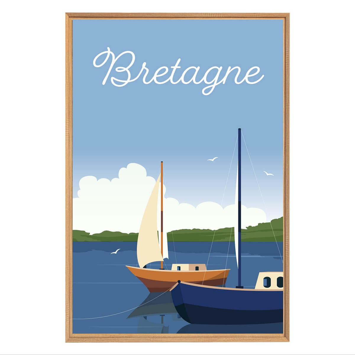 Tableau mural encadré illustration voiliers Bretons 65x97 cm Tableau mural encadré illustration voiliers Bretons 65x97 cm