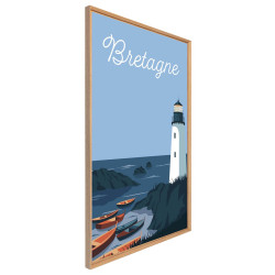 Tableau mural encadré Phare Breton 65x97 cm biais