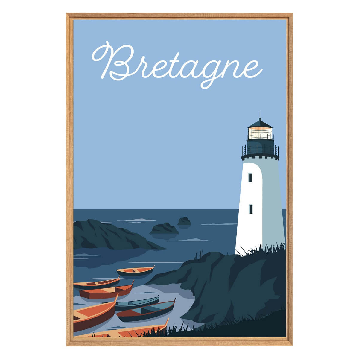 Tableau mural encadré Phare Breton 65x97 cm face Tableau mural encadré Phare Breton 65x97 cm face