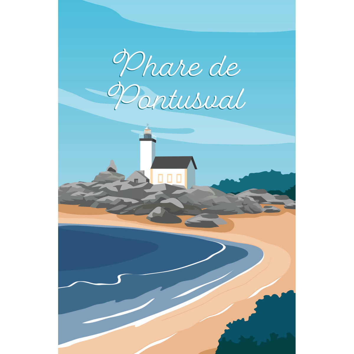 Tableau sur toile illustration phare Pontusval 45x65 cm