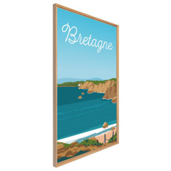 Tableau mural encadré plage en Bretagne 65x97 cm biais