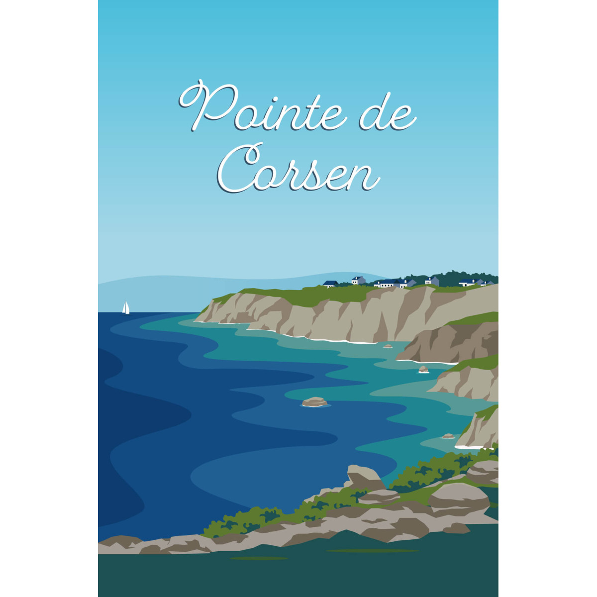 Tableau sur toile illustration pointe de Corsen 45x65 cm