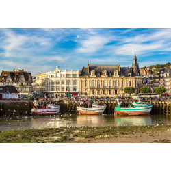 Tableau sur toile port de Normandie 65x97 cm