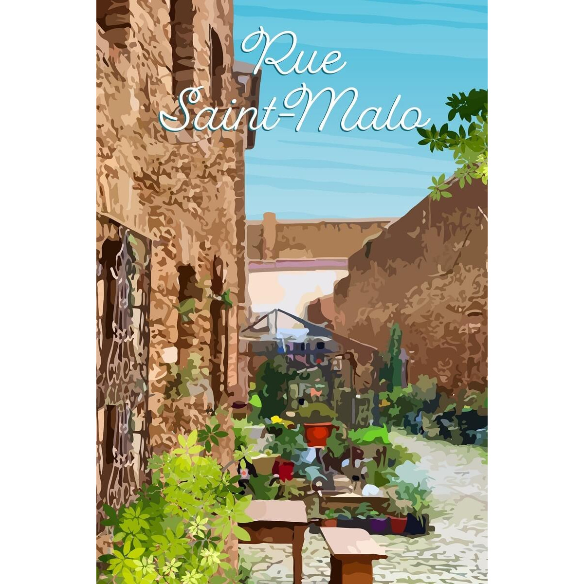 Tableau sur toile illustration rue Saint-Malo 45x65 cm Tableau sur toile illustration rue Saint-Malo 45x65 cm