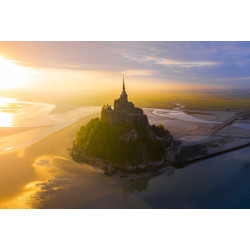 Tableau sur toile sunrise Mont-Saint-Michel 65x97 cm