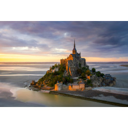 Tableau sur toile sunset Mont-Saint-Michel 65x97 cm