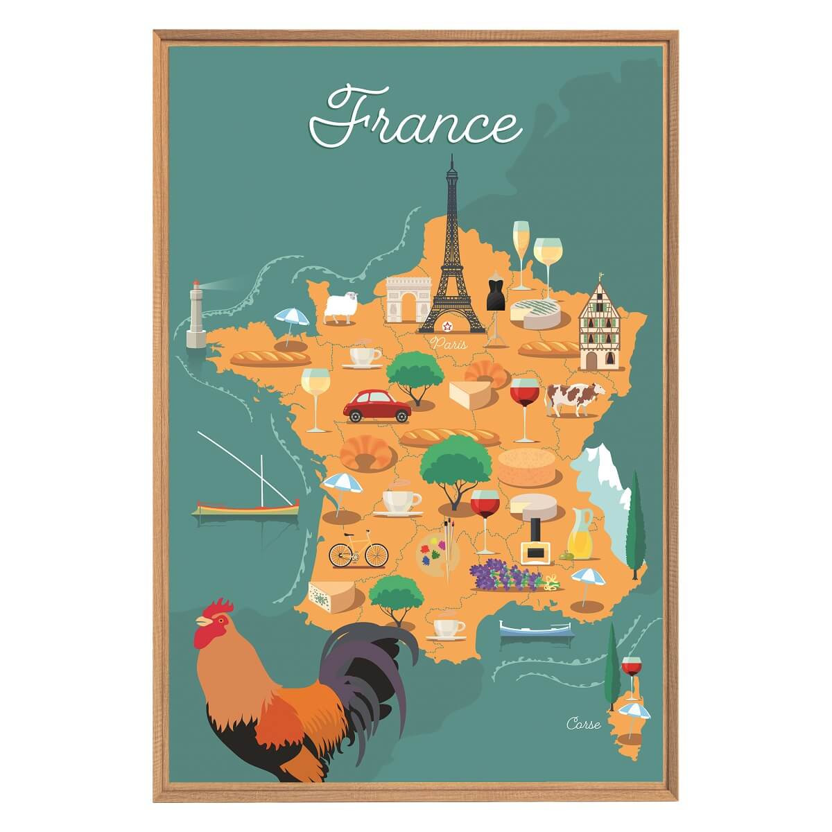Tableau mural encadré traditions Françaises 65x97 cm face Tableau mural encadré traditions Françaises 65x97 cm face