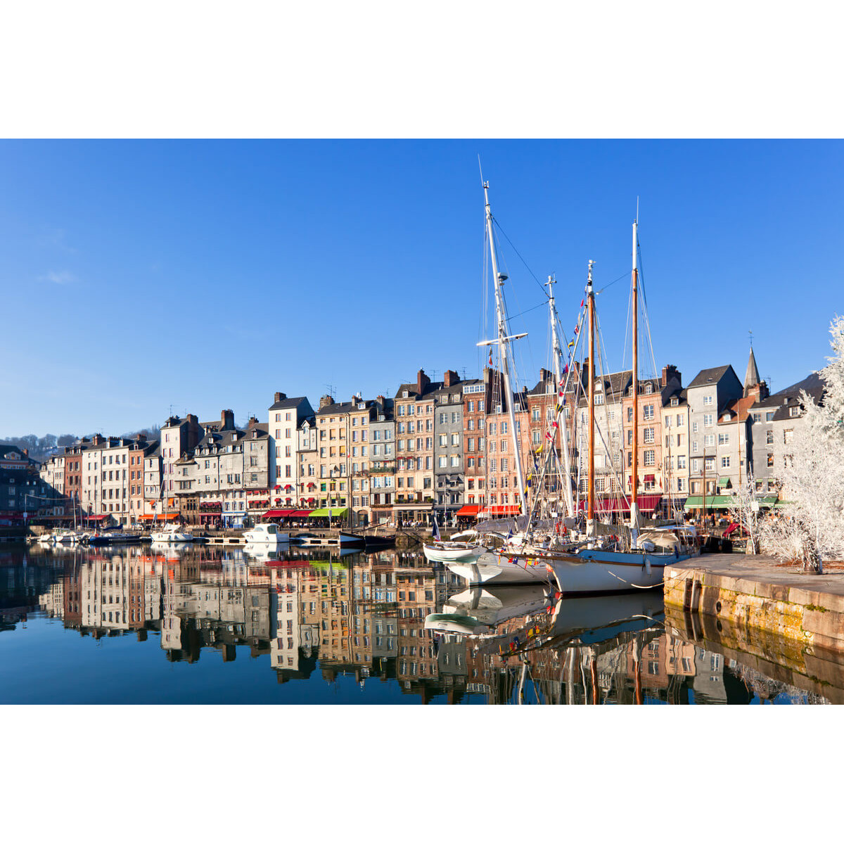 Tableau sur toile voiliers port Honfleur 65x97 cm