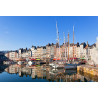 Tableau sur toile voiliers port Honfleur 65x97 cm