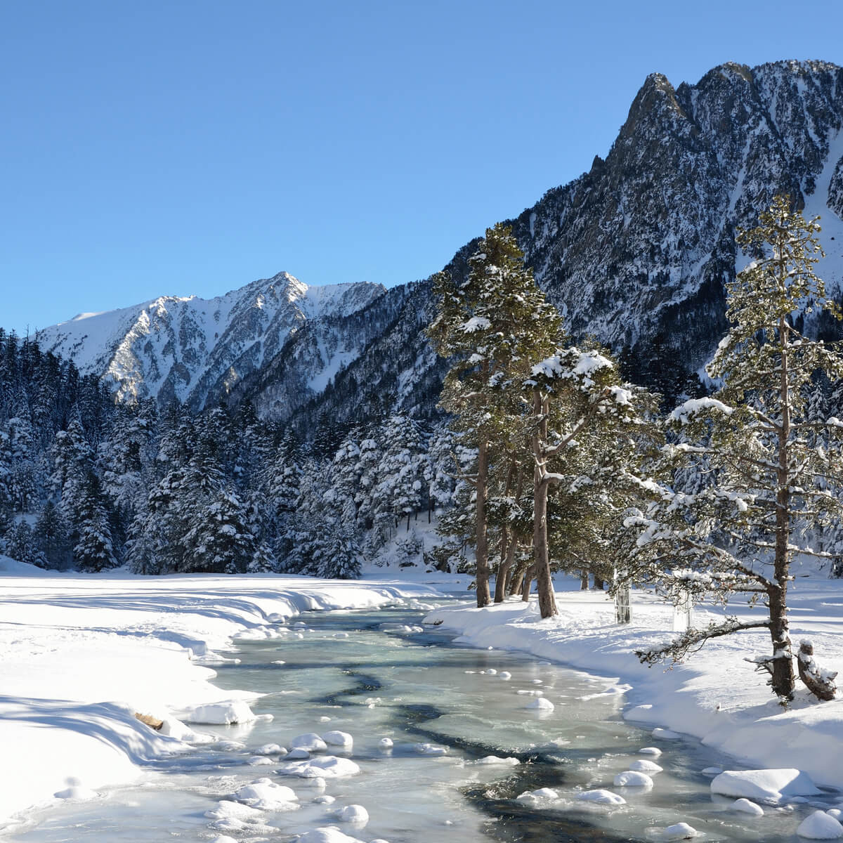 Tableau sur toile Gave du Marcadau en hiver