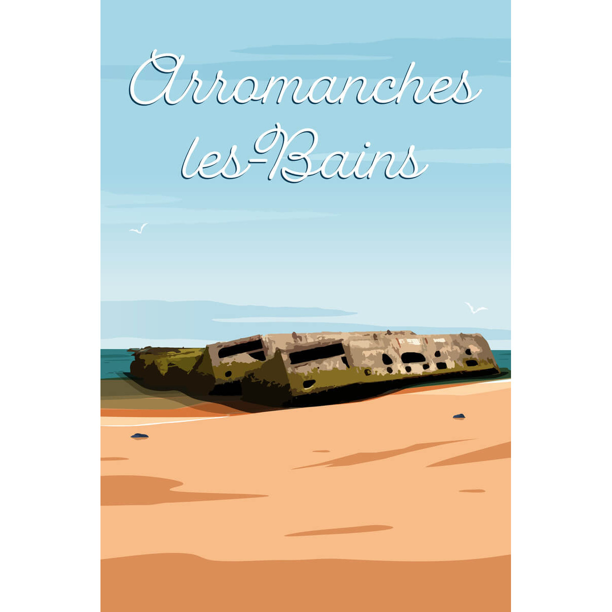 Tableau sur toile illustration Arromanches | Photoexpression Tableau sur toile illustration Arromanches | Photoexpression