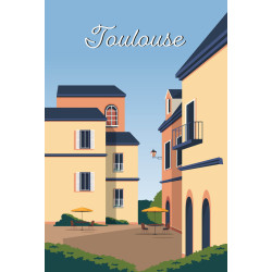 Tableau sur toile illustration maisons à Toulouse