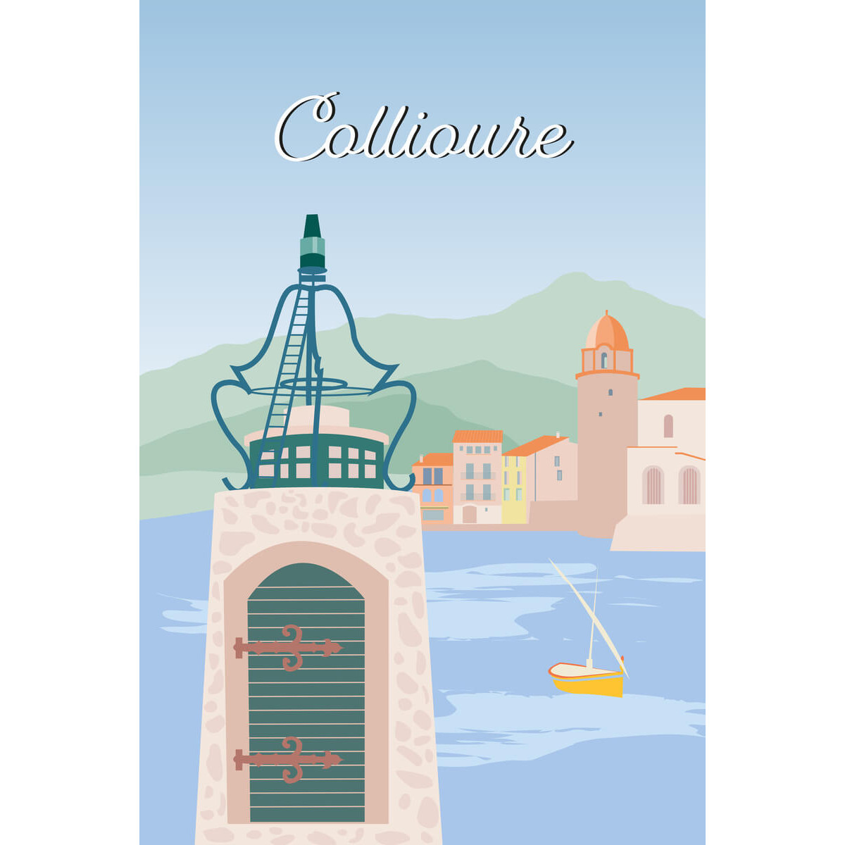 Tableau sur toile illustration phare de Collioure Tableau sur toile illustration phare de Collioure