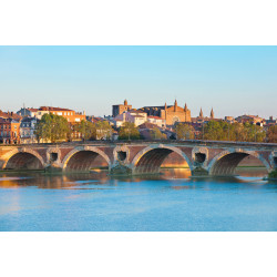 Tableau sur toile pont neuf Toulouse au crépuscule