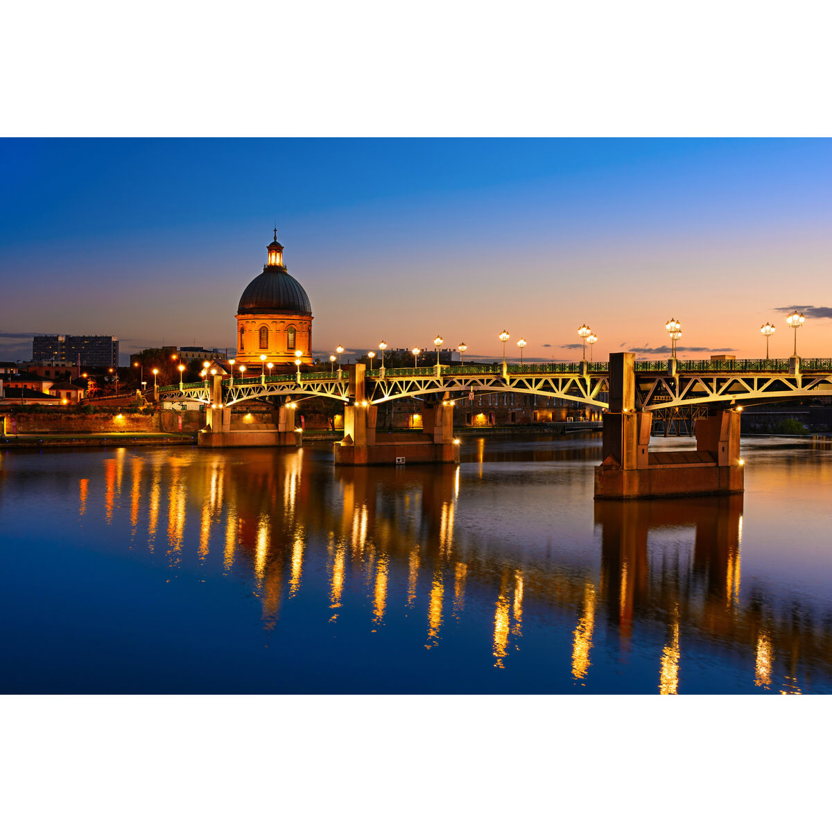 Tableau sur toile pont Saint-Pierre Toulouse au crépuscule Tableau sur toile pont Saint-Pierre Toulouse au crépuscule