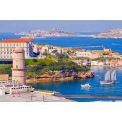 Tableau sur toile voilier arrivant à Marseille