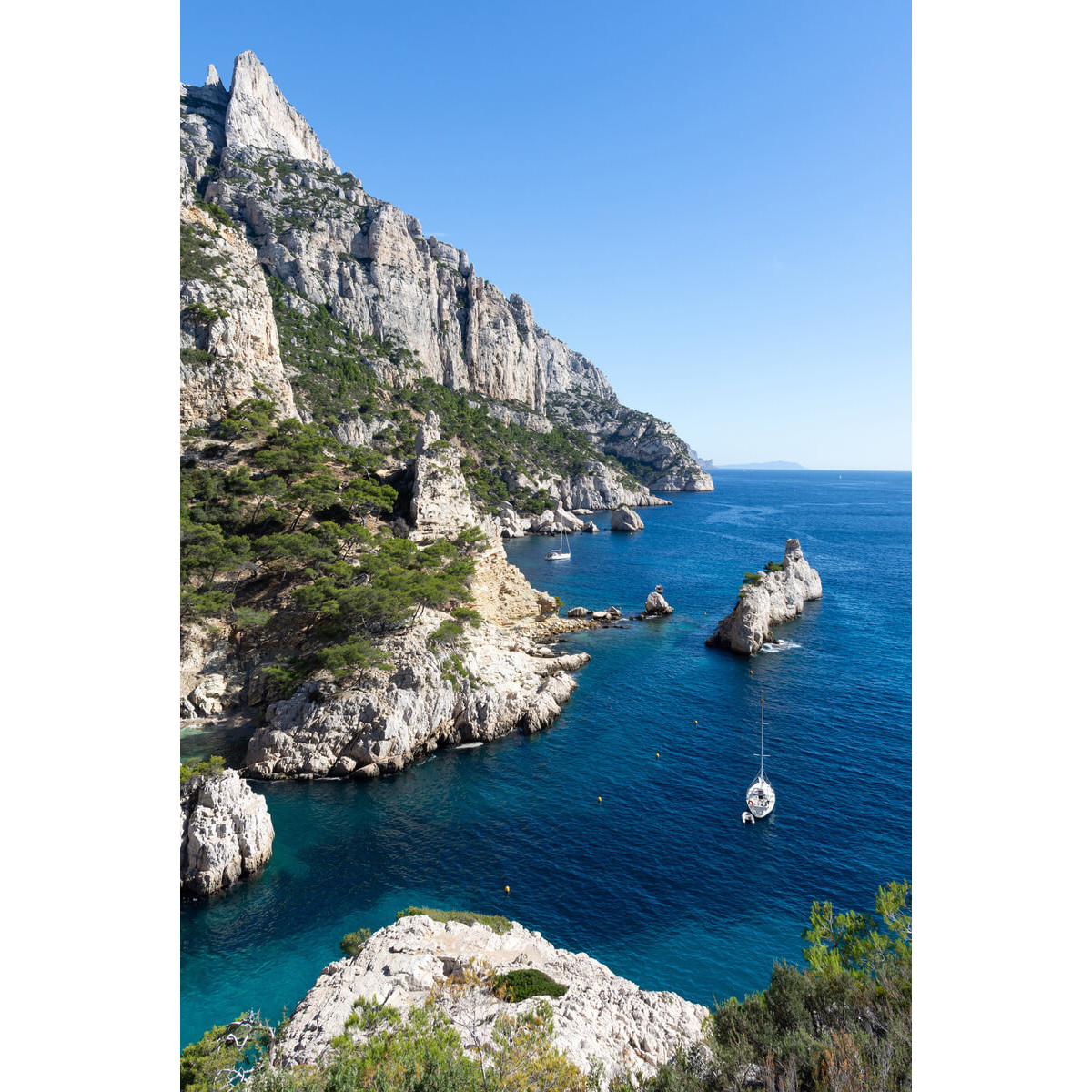 Tableau sur toile voiliers calanque Sugiton