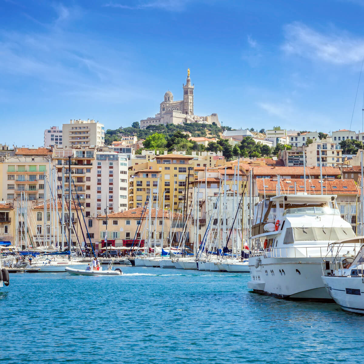 Tableau sur toile Notre-Dame-de-la-Garde et port de Marseille