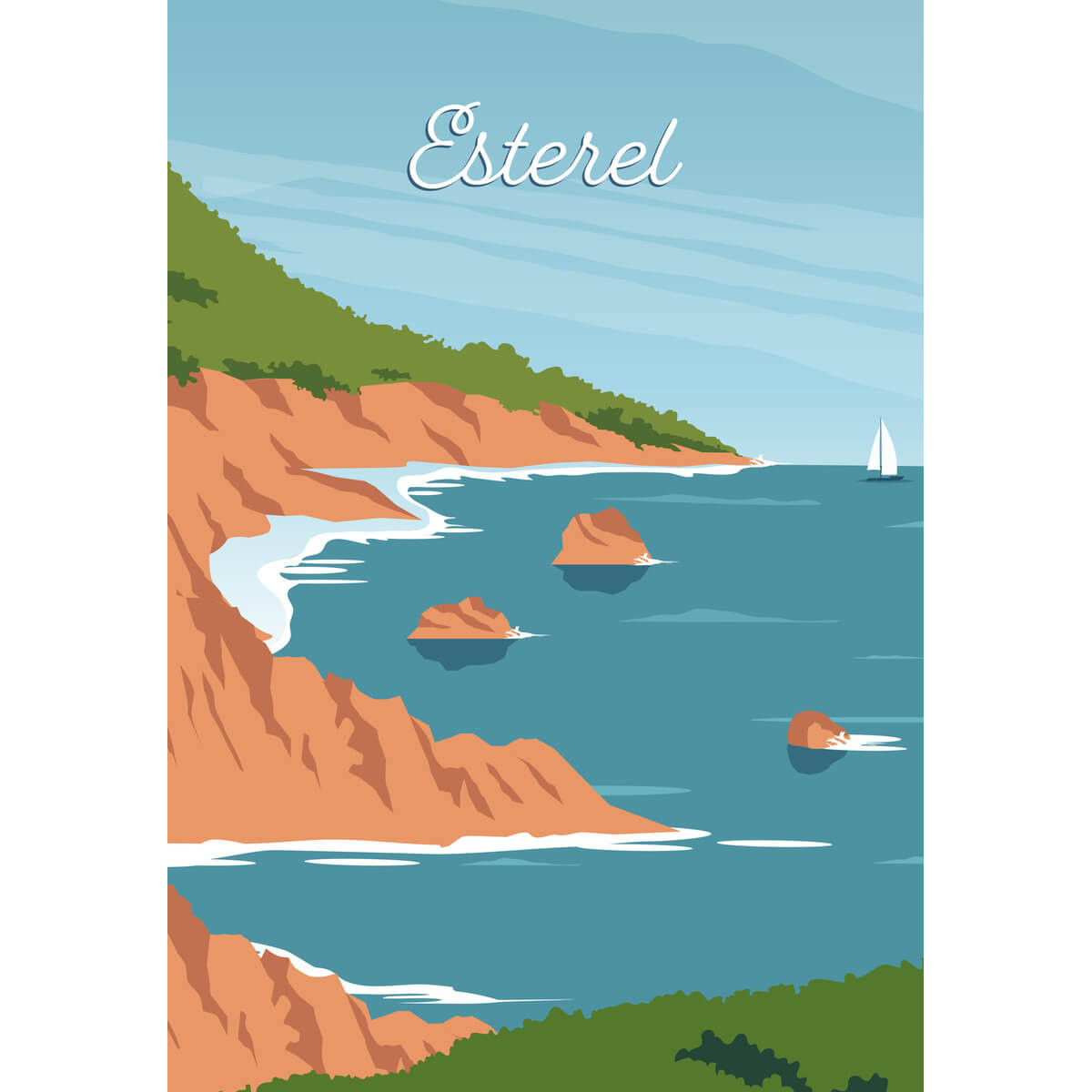 Tableau mural illustration Esterel Tableau mural illustration Esterel