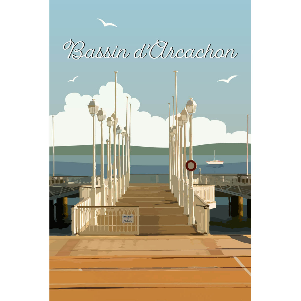 Tableau mural illustration bassin d'Arcachon Tableau mural illustration bassin d'Arcachon