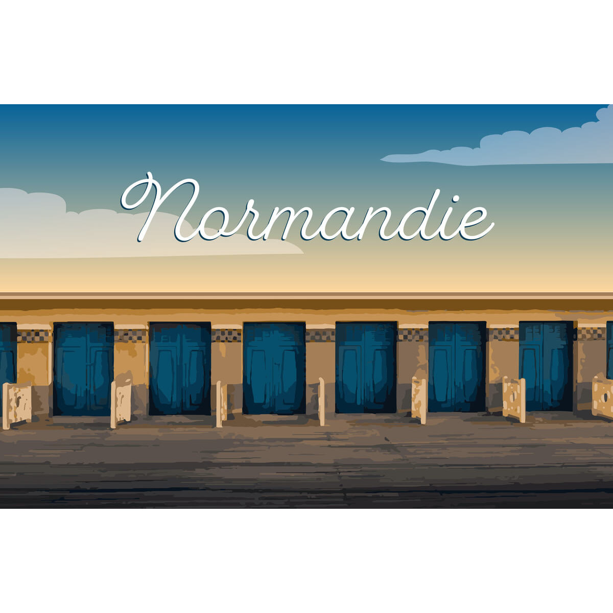 Tableau mural illustration cabines Normandie Tableau mural illustration cabines Normandie