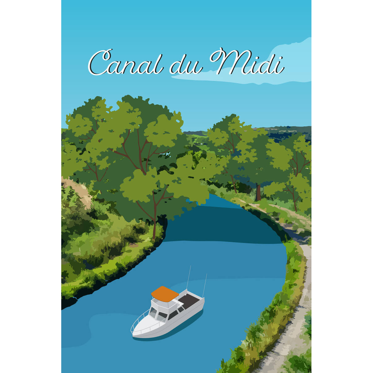 Tableau mural illustration canal du midi Tableau mural illustration canal du midi