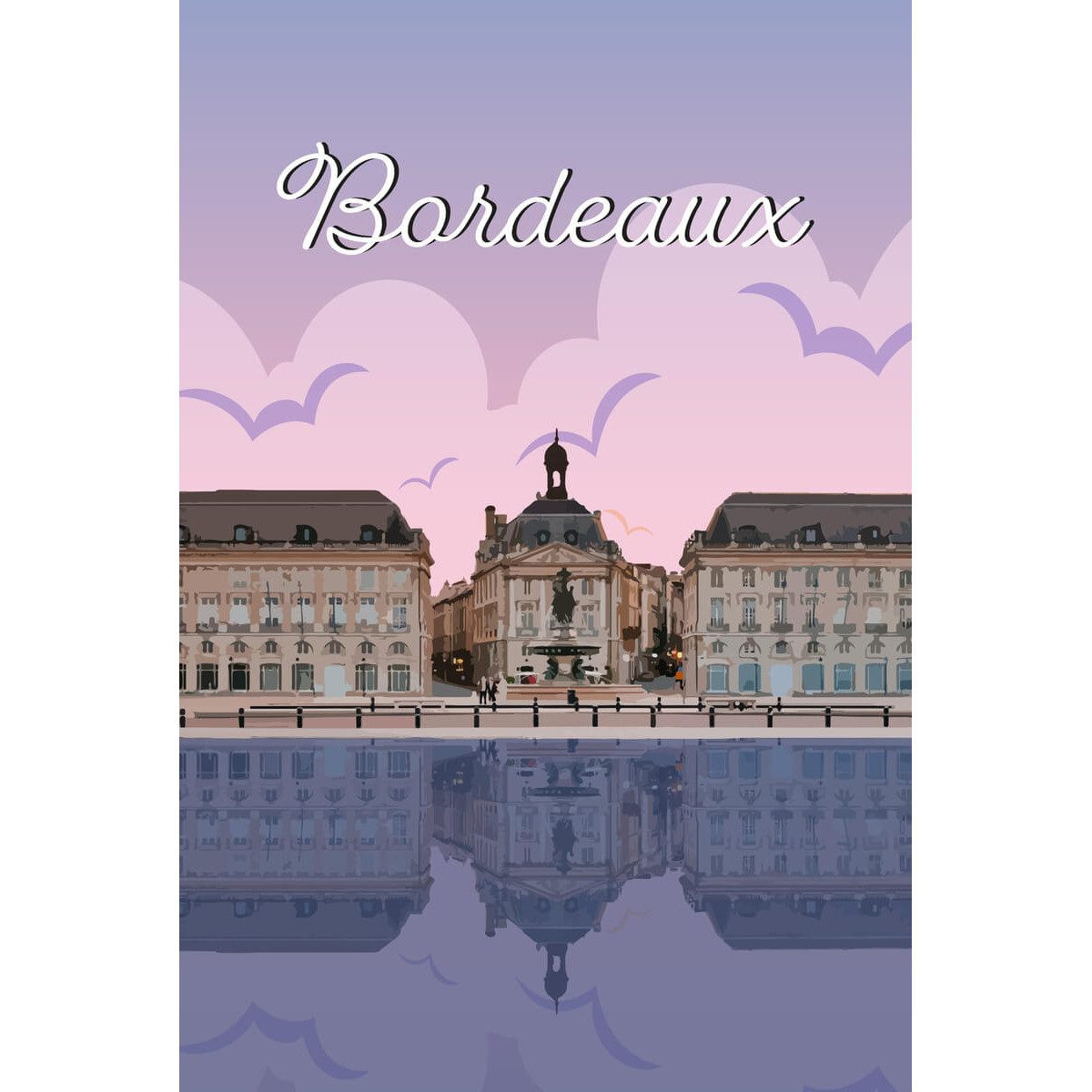 Tableau mural illustration place miroir de Bordeaux Tableau mural illustration place miroir de Bordeaux