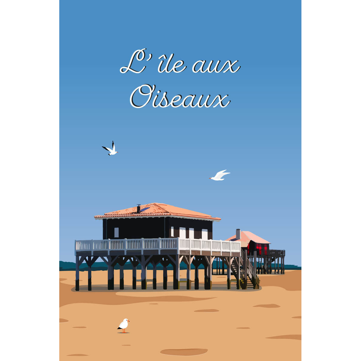 Tableau mural illustration île aux oiseaux Tableau mural illustration île aux oiseaux