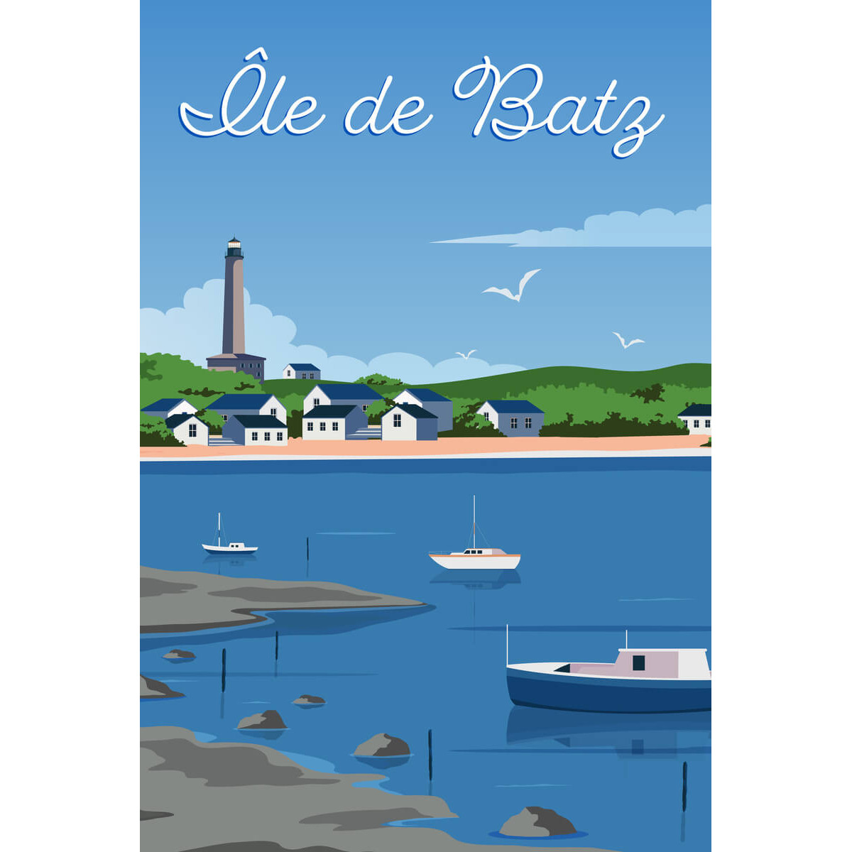Tableau mural illustration île de Batz Tableau mural illustration île de Batz