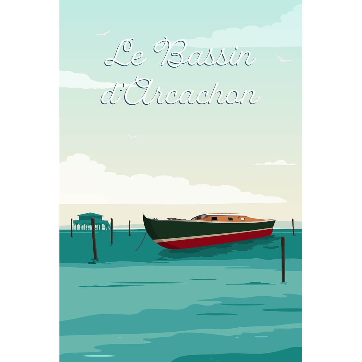 Tableau mural illustration lever du jour bassin d'Arcachon Tableau mural illustration lever du jour bassin d'Arcachon