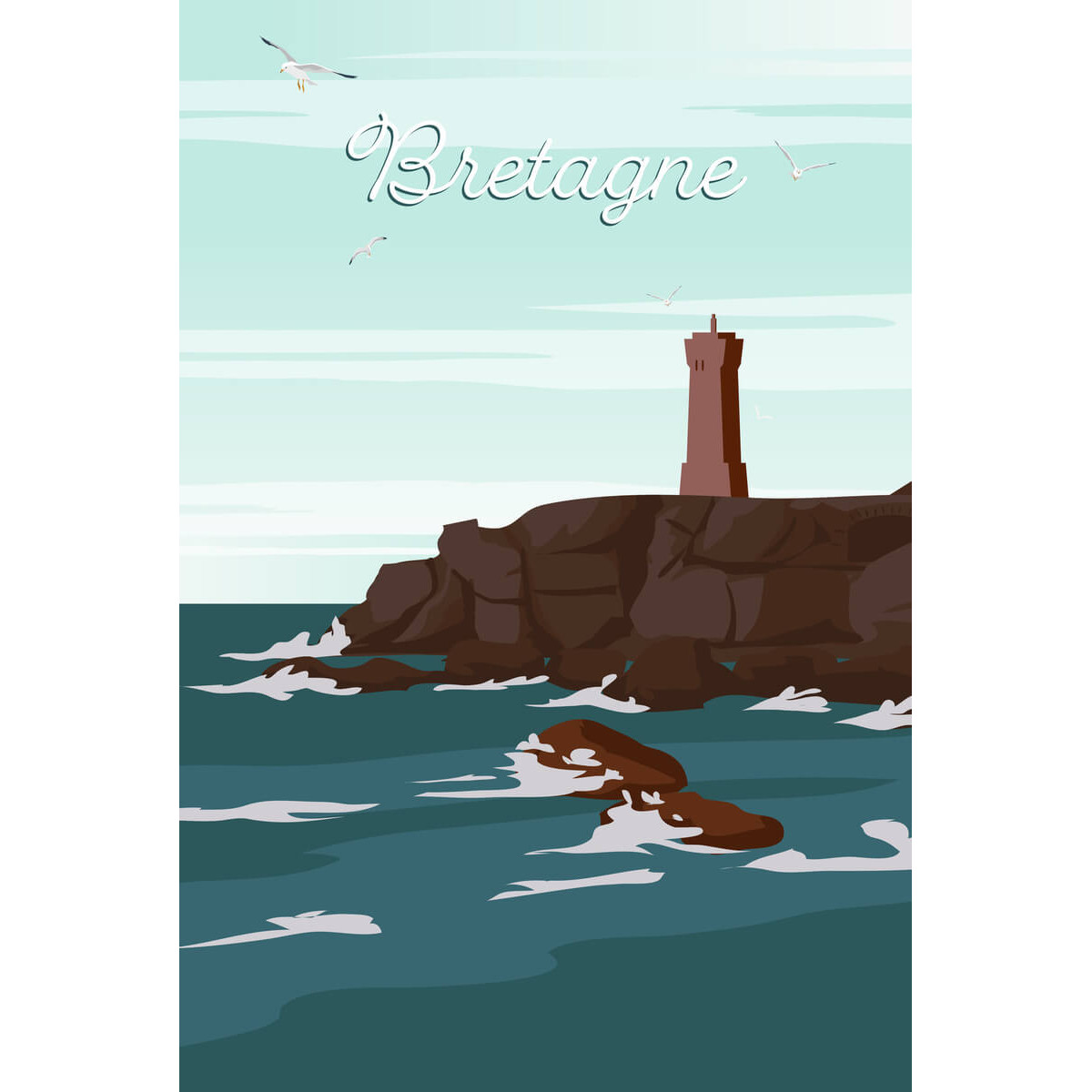 Tableau mural illustration phare de Men Ruz