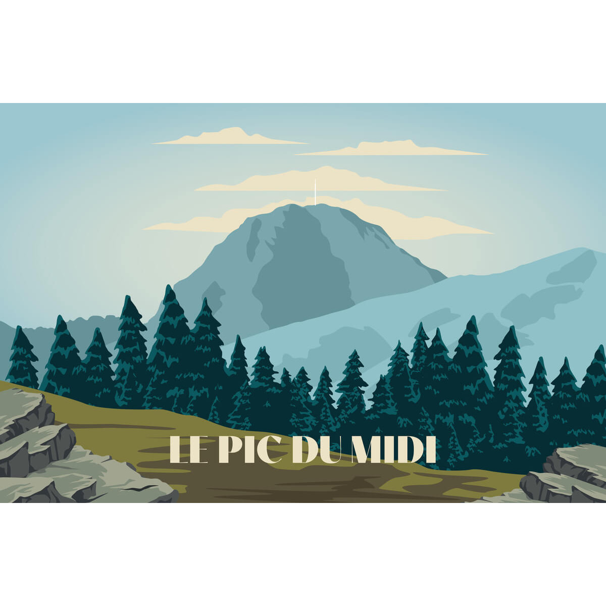 Tableau mural illustration Pic du Midi Tableau mural illustration Pic du Midi
