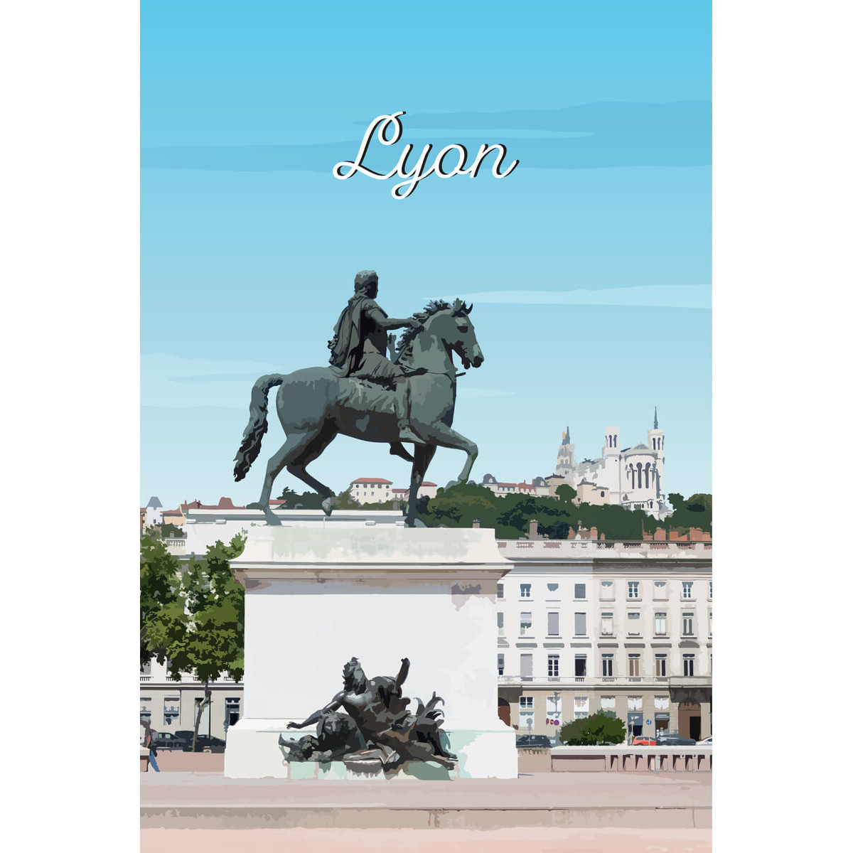Tableau mural illustration place Bellecour Lyon Tableau mural illustration place Bellecour Lyon