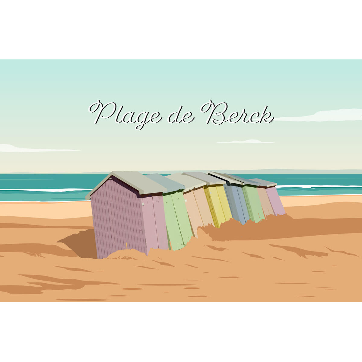 Tableau mural illustration plage de Berck Tableau mural illustration plage de Berck